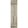 imageEkena Millwork 11W x 62H Rustic Two Board Joined BoardnBatten Rough Cedar Faux Wood Shutters Per Pair Primed TanPecky Cypress
