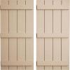 imageEkena Millwork 11W x 62H Rustic Two Board Joined BoardnBatten Rough Cedar Faux Wood Shutters Per Pair Primed TanRough Cedar