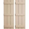 imageEkena Millwork 11W x 62H Rustic Two Board Joined BoardnBatten Rough Cedar Faux Wood Shutters Per Pair Primed TanRough Cedar