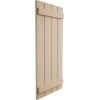imageEkena Millwork 11W x 62H Rustic Two Board Joined BoardnBatten Rough Cedar Faux Wood Shutters Per Pair Primed TanRough Sawn