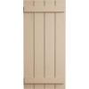 imageEkena Millwork 11W x 62H Rustic Two Board Joined BoardnBatten Rough Cedar Faux Wood Shutters Per Pair Primed TanRough Sawn