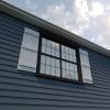 imageEkena Millwork 11W x 62H Rustic Two Board Joined BoardnBatten Rough Cedar Faux Wood Shutters Per Pair Primed TanRough Sawn