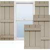 imageEkena Millwork 11W x 62H Rustic Two Board Joined BoardnBatten Rough Cedar Faux Wood Shutters Per Pair Primed TanSmooth