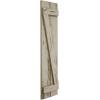 imageEkena Millwork 11W x 56H Rustic Two Board Joined BoardnBatten Rough Cedar Faux Wood Shutters wZBoard Per Pair Primed TanPecky Cypress