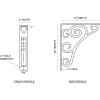 imageEkena Millwork BKTM01X10X12STN 1 2 W x 10 D x 12 H Tristan Wrought Iron Bracket Single Center BraceAntiqued Pewter