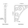 imageEkena Millwork BKTM01X10X12STN 1 2 W x 10 D x 12 H Tristan Wrought Iron Bracket Single Center BraceAntiqued Pewter