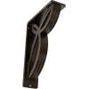 imageEkena Millwork BKTM01X10X12SVE 1 2 W x 10 D x 12 H Versailles Wrought Iron Bracket Single Center BraceAntiqued Pale Gold