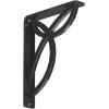 imageEkena Millwork BKTM01X10X12SVE 1 2 W x 10 D x 12 H Versailles Wrought Iron Bracket Single Center BracePowder Coated Black