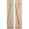 imageEkena Millwork 11W x 56H Rustic Two Board Joined BoardnBatten Rough Cedar Faux Wood Shutters wZBoard Per Pair Primed TanRough Sawn