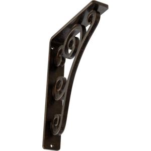 imageEkena Millwork BKTM01X10X12STN 1 2 W x 10 D x 12 H Tristan Wrought Iron Bracket Single Center BraceAntiqued Bronze