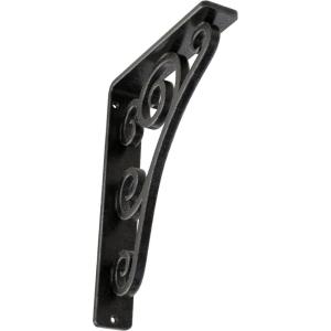 imageEkena Millwork BKTM01X10X12STN 1 2 W x 10 D x 12 H Tristan Wrought Iron Bracket Single Center BraceAntiqued Pewter