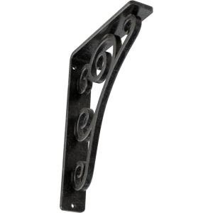 imageEkena Millwork BKTM01X10X12STN 1 2 W x 10 D x 12 H Tristan Wrought Iron Bracket Single Center BraceAntiqued Silver