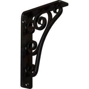 imageEkena Millwork BKTM01X10X12STN 1 2 W x 10 D x 12 H Tristan Wrought Iron Bracket Single Center BracePowder Coated Black