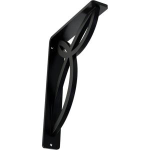 imageEkena Millwork BKTM01X10X12SVE 1 2 W x 10 D x 12 H Versailles Wrought Iron Bracket Single Center BracePowder Coated Black