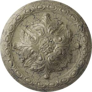 image11 38OD x 2P Acanthus Ceiling MedallionHandPainted Castle Stone Crackle
