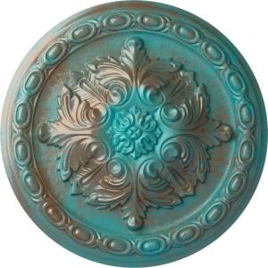 image11 38OD x 2P Acanthus Ceiling MedallionHandPainted Copper Green Patina
