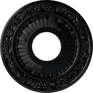 image12 18OD x 3 58ID x 78P Nadia Ceiling Medallion Fits Canopies up to 4 78Jet Black Flat Finish
