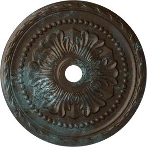 image31 12OD x 3 58ID x 1 34P Palmetto Ceiling MedallionHandPainted Bronze Blue Patina
