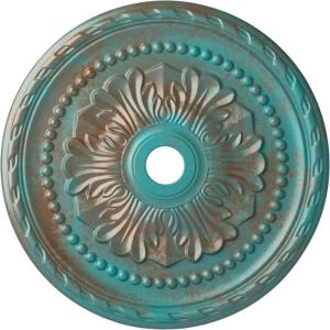 image31 12OD x 3 58ID x 1 34P Palmetto Ceiling MedallionHandPainted Copper Green Patina