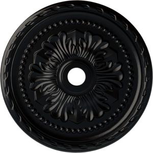 image31 12OD x 3 58ID x 1 34P Palmetto Ceiling MedallionHandPainted Jet Black