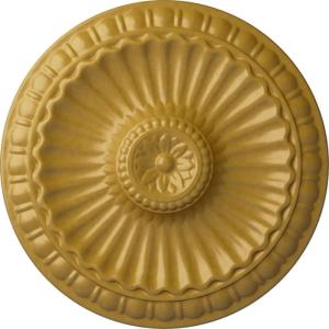imageEkena Millwork CM11LIUWF 1114 x 118 Linus Ceiling Medallion Ultra Pure WhiteIridescent Gold Metallic Series