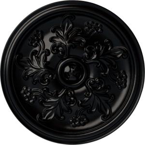 image14 12OD x 2 34P Katheryn Ceiling Medallion Fits Canopies up to 2 18Jet Black Flat Finish