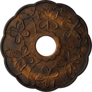 image17 78OD x 3 78ID x 1P Terrones Butterfly Ceiling Medallion Fits Canopies up to 3 78HandPainted Rust