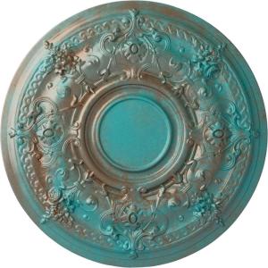 image29 14OD x 2P Darnay Ceiling Medallion Fits Canopies up to 7 14HandPainted Copper Green Patina