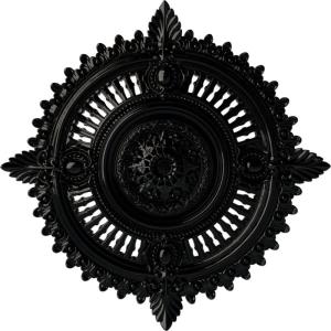 image29 18OD x 1 14ID x 4P Haylynn Ceiling Medallion Fits Canopies up to 1 14HandPainted Black Pearl