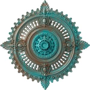 image29 18OD x 1 14ID x 4P Haylynn Ceiling Medallion Fits Canopies up to 1 14HandPainted Copper Green Patina