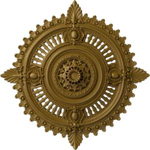 image29 18OD x 1 14ID x 4P Haylynn Ceiling Medallion Fits Canopies up to 1 14HandPainted Gold