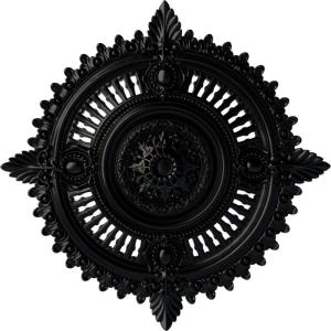 image29 18OD x 1 14ID x 4P Haylynn Ceiling Medallion Fits Canopies up to 1 14HandPainted Jet Black