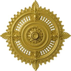 image29 18OD x 1 14ID x 4P Haylynn Ceiling Medallion Fits Canopies up to 1 14HandPainted Rich Gold