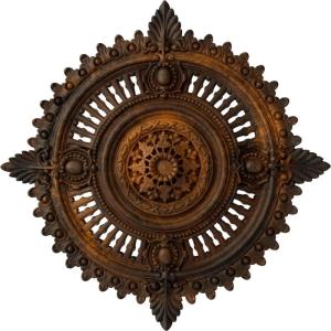 image29 18OD x 1 14ID x 4P Haylynn Ceiling Medallion Fits Canopies up to 1 14HandPainted Rust