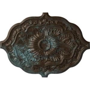 image36W x 26H x 1 12P Pesaro Ceiling MedallionHandPainted Bronze Blue Patina