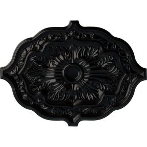 image36W x 26H x 1 12P Pesaro Ceiling MedallionHandPainted Jet Black