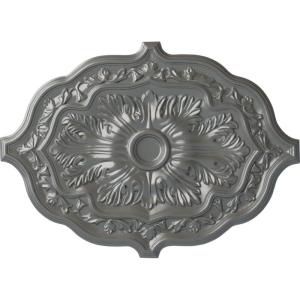 image36W x 26H x 1 12P Pesaro Ceiling MedallionHandPainted Silver