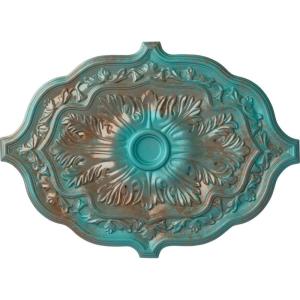 image36W x 26H x 1 12P Pesaro Ceiling MedallionHandpainted Copper Green Patina