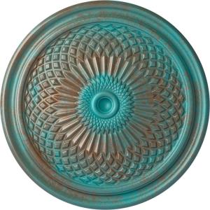 imageEkena Millwork CM22TN 22Inch OD Trinity Ceiling Medallion 22OD x 1 34P Fits Canopies up to 3 Factory PrimedCopper Green Patina Metallic Series