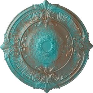 imageEkena Millwork CM39AT Attica Ceiling Medallion 39 12OD x 2 12P Fits Canopies up to 3 34 Factory PrimedCopper Green Patina Metallic Series