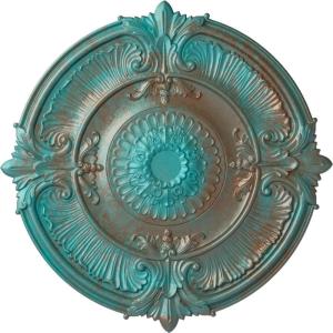 imageEkena Millwork CM53ATFCS Attica Acanthus Leaf Ceiling Medallion 53 12OD x 3 12P Fits Canopies up to 4 58 HandPainted Flash CopperCopper Green Patina Metallic Series