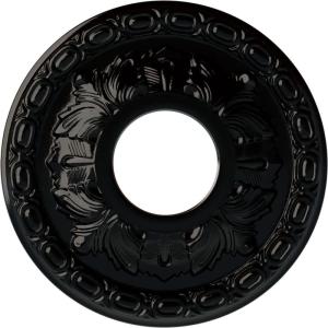 image11 38OD x 3 58ID x 1 18P Leaf Ceiling Medallion Fits Canopies up to 4 34Black Pearl Metallic Series