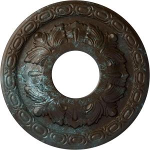 image11 38OD x 3 58ID x 1 18P Leaf Ceiling Medallion Fits Canopies up to 4 34Bronze Blue Patina Metallic Series