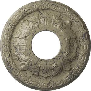 image11 38OD x 3 58ID x 1 18P Leaf Ceiling Medallion Fits Canopies up to 4 34Castle Stone Crackle Flat Finish