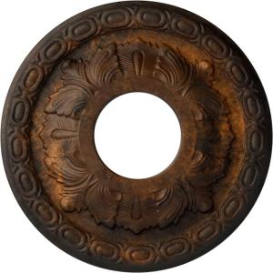 image11 38OD x 3 58ID x 1 18P Leaf Ceiling Medallion Fits Canopies up to 4 34Rust Metallic Series