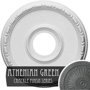 image16 12OD x 3 78ID x 1 12P Medea Ceiling Medallion Fits Canopies up to 5 38Athenian Green Crackle Flat Finish