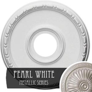 image16 12OD x 3 78ID x 1 12P Medea Ceiling Medallion Fits Canopies up to 5 38Pearl White Metallic Series