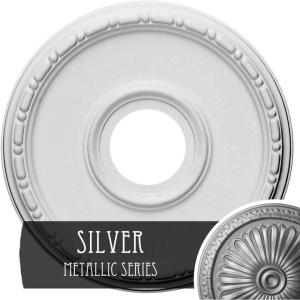 image16 12OD x 3 78ID x 1 12P Medea Ceiling Medallion Fits Canopies up to 5 38Silver Metallic Series