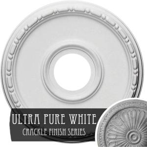 image16 12OD x 3 78ID x 1 12P Medea Ceiling Medallion Fits Canopies up to 5 38Ultra Pure White Crackle Flat Finish