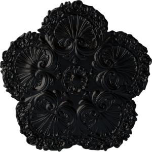 image25 58OD x 1P Shell Ceiling MedallionJet Black Flat Finish